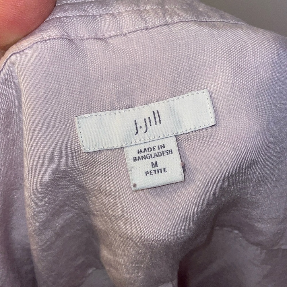 J. Jill Light Purple Square Neckline 3/4 Sleeve Button Front Blouse Size MP - Picture 4 of 14